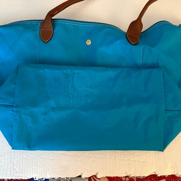 Worn Longchamp Le pliage “shopping “ tote MADE IN FRANCE. Vintage Fabric is worn - Picture 11 of 13